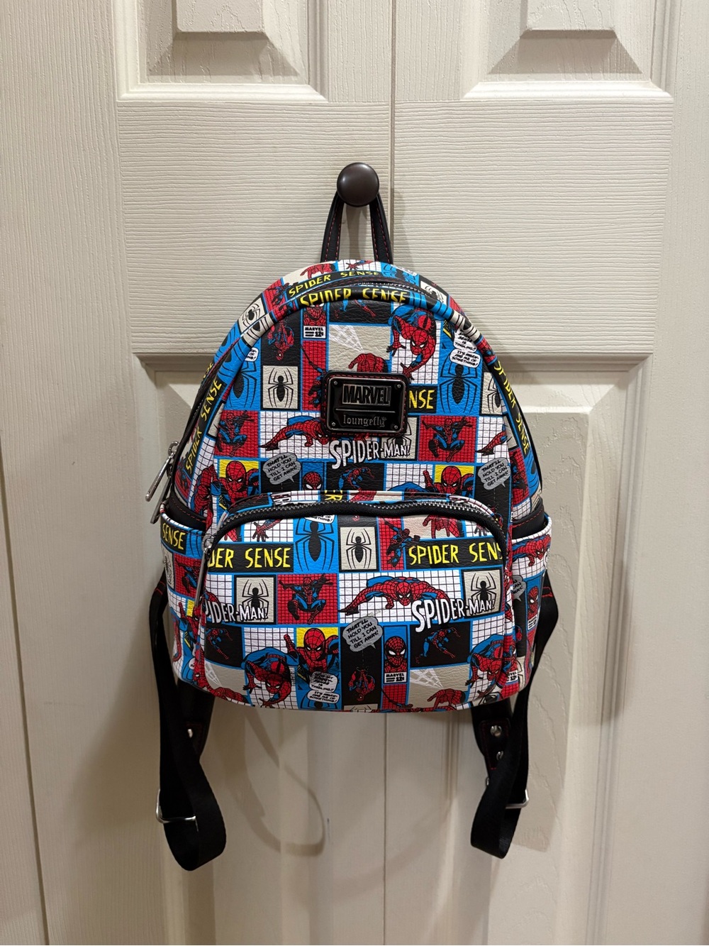 Loungefly Spider-Man Comic Mini Backpack in Blue/Red/Black